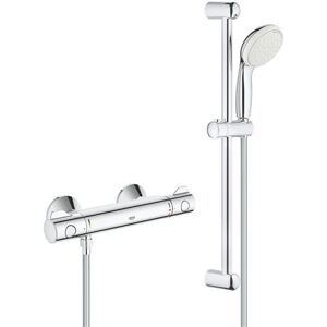 GROHE Mitigeur thermostatique 1/2 Grohtherm 800 avec ensemble de douche 2 jets bois - Publicité