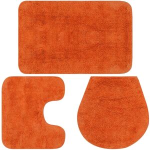 133227 vidaXL Jeu de tapis de salle de bain 3 pcs Tissu Orange - Publicité