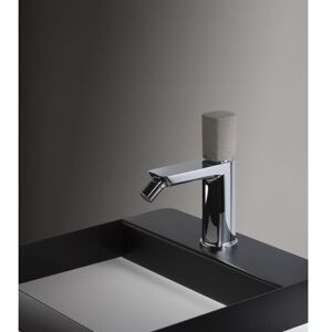 Ritmonio Melangeur bidet haptique avec poignee en ciment - AVEC 1-1 / 4 PILIER - Chrome p