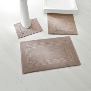 Blancheporte Tapis de bain éponge liteau motif frise grecque - Blancheporte Taupe Tapis de douche : 60x60cm