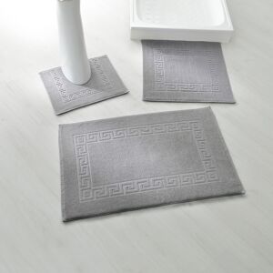 Blancheporte Tapis de bain éponge liteau motif frise grecque - Blancheporte Gris Tapis de douche : 60x60cm