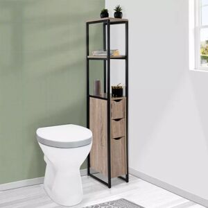 IDMarket Meuble WC 3 portes design industriel avec étagères