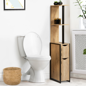 IDMarket Meuble de toilette industriel bois et metal noir