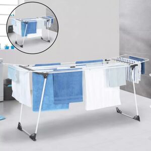 IDMarket Étendoir pliable et extensible de 160 à 211 cm gris et blanc