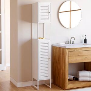 IDMarket Meuble colonne salle de bain métal blanc 2 portes