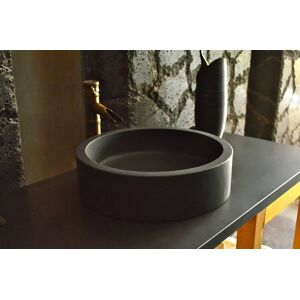 LivingRoc Vasque ronde pierre naturelle basalte ou Granit noir RONDO DARK