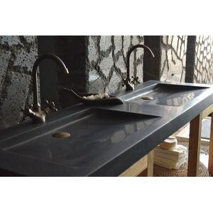 Double vasque en pierre 160x50 granit noir Luxe FOLEGE SHADOW