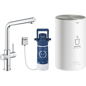 Grohe mitigeur monocommande a L RED DUO avec chaudiere pour eau bouillante instantanee 30327001 (Boiler M - acier chrome)