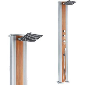 Formidra Douche Solaire hybride DADA 37L en aluminium anodisé Inox / Bois - Publicité