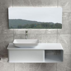 Distribain Plan de toilette suspendu avec vasque rectangulaire en solid surface SDVP7L