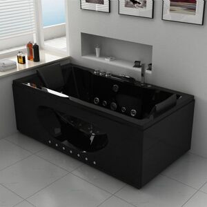 Distribain Baignoire balnéo noire rectangulaire Caïman Black 32 jets