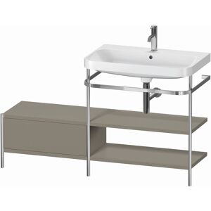 Combinaison lavabo pour meuble Duravit Happy D.2 Plus HP4847O9292 140 x 49 cm, 1 trou pour robinetterie, finition gris pierre satiné, avec console en métal - Publicité