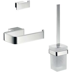 EMCO 059800100 Loft 3-Piece Accessory Including Towel Hooks, Paper Holder, Toilet Brush Set 3 in 1 Perfect for Any Bathroom, Chrome - Publicité