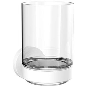 Emco Porte-verre rond 432013900 blanc, verre cristal clair - Publicité