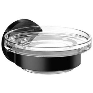 Emco Porte-savon rond 433013300 noir, bol en verre cristal clair, in Halter - Publicité