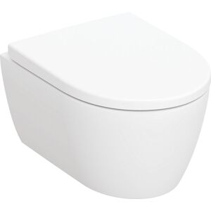 WC suspendu Geberit iCon avec siege WC 502381JT1 36x49cm, saillie raccourcie, forme fermee, sans rebord, blanc mat