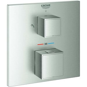 Grohe match1 Cube 24154DC0 supersteel, thermostat de douche encastre avec inverseur 2 voies