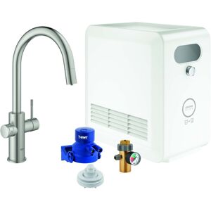 Grohe Blue Melangeur de cuisine professionnel a levier unique 31325DC2 supersteel, kit de demarrage, bec C, Bluetooth / WIFI