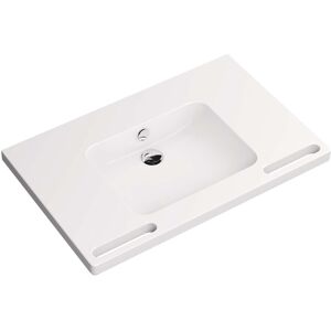 Hewi lavabo en fonte minerale 950.11.240 85 x 55 cm, moule carre, sans trou pour robinet avec trop-plein, blanc