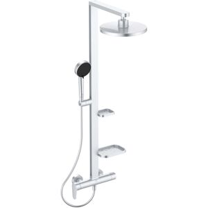 Systeme de douche Ideal Standard Alu+ BD584SI avec mitigeur de douche, 2 etageres, argent