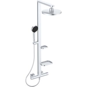 Système de douche Ideal Standard Alu+ BD583SI avec thermostat de douche Ceratherm, 2 étagères, Silver - Publicité