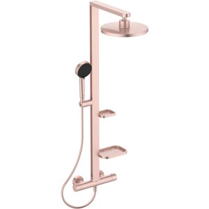 Systeme de douche Ideal Standard Alu+ BD583RO avec thermostat de douche Ceratherm, 2 tablettes, rose