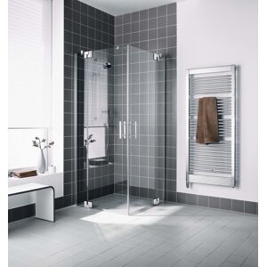 Kermi Filia XP porte battante entree d'angle demi FXEPL12020VUK 120 x 200 cm, argent brillant, ESG SR Opaco, gauche, sur receveur de douche