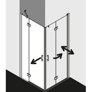 Kermi demi-porte d'entrée d' Liga avec panneau fixe LIESL09020VAK 90x200cm, argent brillant, TSG transparent, gauche, sur receveur de douche - Publicité