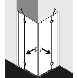 Kermi demi-porte d'entrée d' Liga avec champ fixe LIESR09320VAK 93x200cm, argent brillant, verre trempé transparent, à droite, sur la zone de douche - Publicité