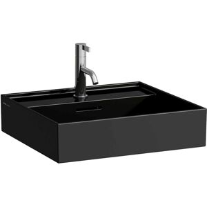 LAUFEN Kartell lavabo 8103320201041, 50x46cm, noir, avec trop-plein et trou pour robinet, ceramique saphir