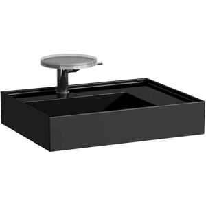 LAUFEN Kartell lavabo 8103340208151, 60x46cm, noir, etagere a droite, 2 robinets, ceramique saphir