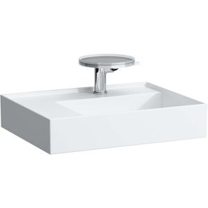 LAUFEN Kartell vasque 8103350001581, 60x46cm, blanc , etagere a gauche, 3 trous pour robinetterie, ceramique saphir