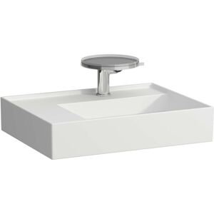 LAUFEN Kartell lavabo 8103357578151, 60x46cm, blanc mat, tablette a gauche, 2 robinets, saphir ceramique