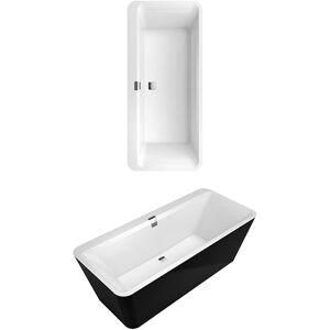 Villeroy und Boch Villeroy et Boch Squaro Edge 12 Oval baignoire Q180SQE7PDT1VRW 180 x 80 cm, evacuation centrale, sur pied, jupe Graphit Noir, blanc pierre