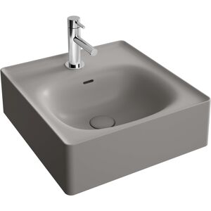 Vitra Equal lave-mains 7240B476-0631 43x45cm, trou pour robinetterie / trop-plein, ponce, gris pierre mat VC