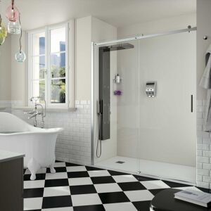 Salgar Paroi De Douche Helsinki 1p Et 1f Paillettes Transparentes 1440 - 1480 X 1950 Mm - Salgar 22454