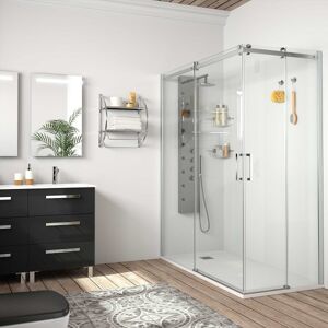 Paroi De Douche Helsinki Daangle 2p Et 2f Paillettes Transparentes 675 X 1175 X 1950 Mm - Salgar 22461