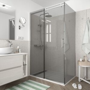 Salgar Paroi De Douche Helsinki Côte Fixe Paillettes Fume 800 - 1000 X 1950 Mm - Salgar 82135