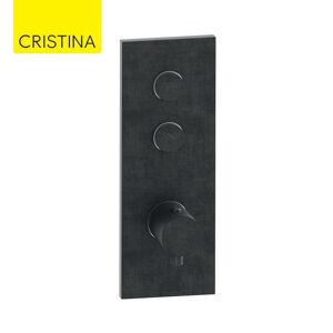 CRISTINA ONDYNA Façade Thermo Twist Thermostatique 2 Sorties Chrome Noir Brossé - Cristina Ondyna Xt61275