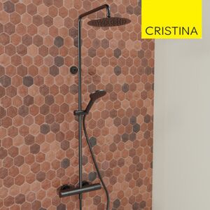 CRISTINA ONDYNA Colonne De Douche Thermostatique Chromé Noir Brossé Profilo - Cristina Ondyna Pf48675