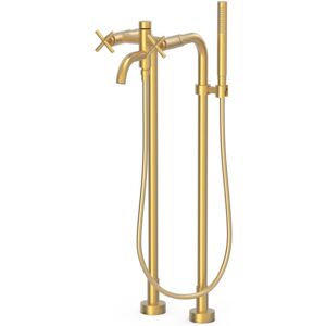 Melangeur Sur Pied Pour Baignoire Et Doucheavec 2 Colonnes Verticales Or Mat 24k - Tres 28319401om