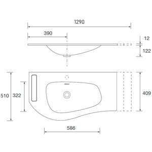 Plan Vasque Mam 1290 Droite Avec Porte-Serviette Solid Surface - Salgar 97396 - Publicité