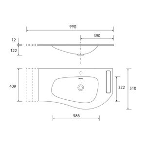 Plan Vasque Mam 990 Gauche Avec Porte-Serviette Solid Surface - Salgar 97398