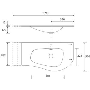 Plan Vasque Mam 1590 Gauche Avec Porte-Serviette Solid Surface - Salgar 97400