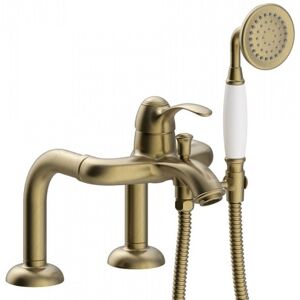 Mitigeur Bain D?etagere Douchette À Main Anticalcaire Avec Flexible Double Agrafage Laiton Vieilli - Tres 24219401lv