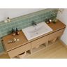 Shower & Design Vasque de salle de bain semi-encastrée rectangle en céramique - 71,5 cm - Blanc - YASMAC II