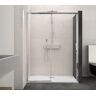 Paroi de douche MACAO sans seuil 142-155cm blanc transparent avec partie fixe gauche - KINEDO - PA649BTNEG