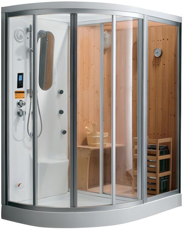 SHOWER DESIGN Cabine de douche intégrale d'angle HAUMEA fonction Hammam et Sauna - l157xP110xH215cm- Angle droit