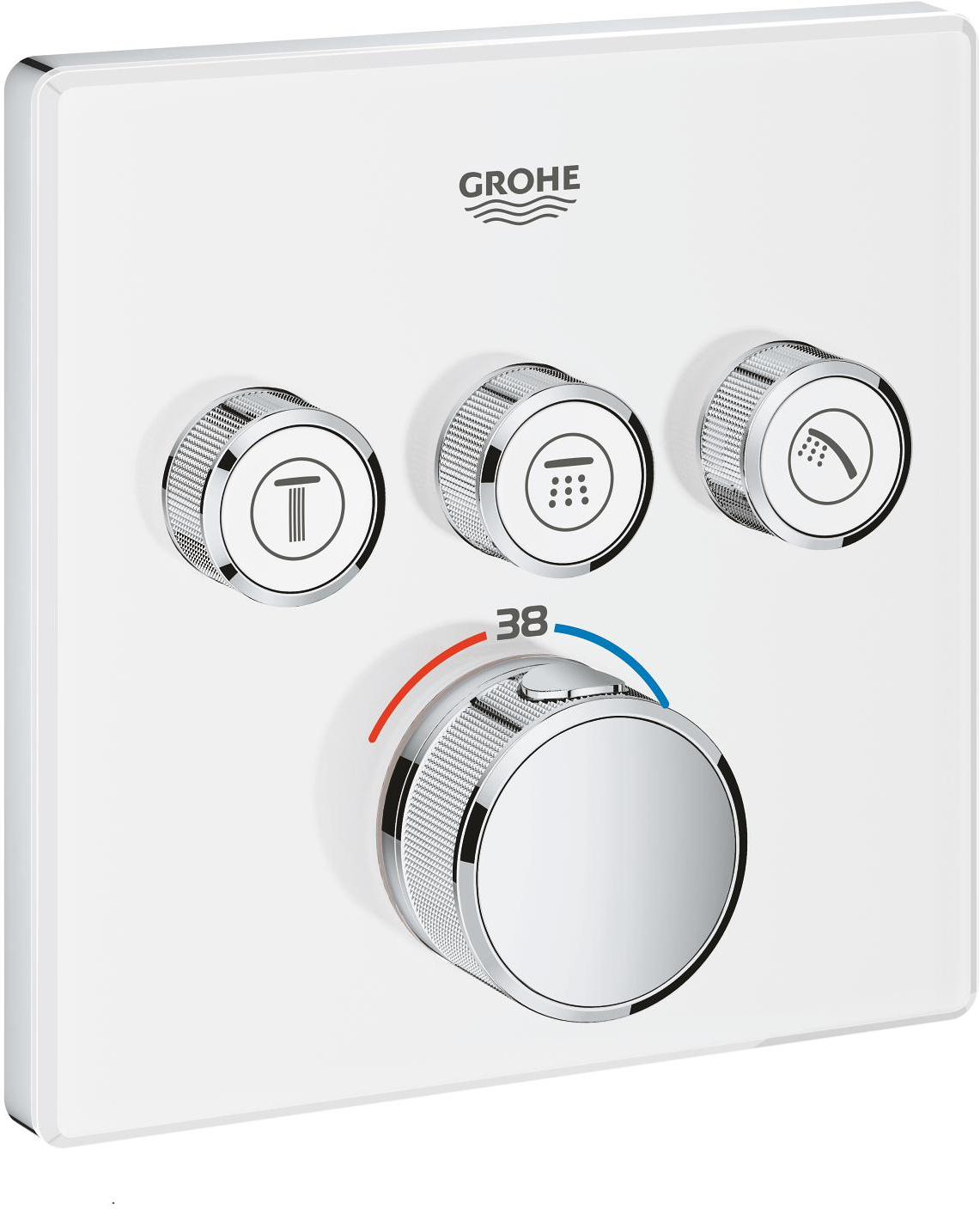 GROHE Grohtherm SmartControl - Façade pour mitigeur thermostatique pour 3 sorties chrome / blanc lune