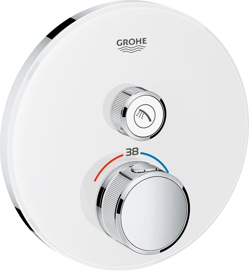 GROHE Grohtherm SmartControl - Façade pour mitigeur thermostatique pour 1 sortie chrome / blanc lune